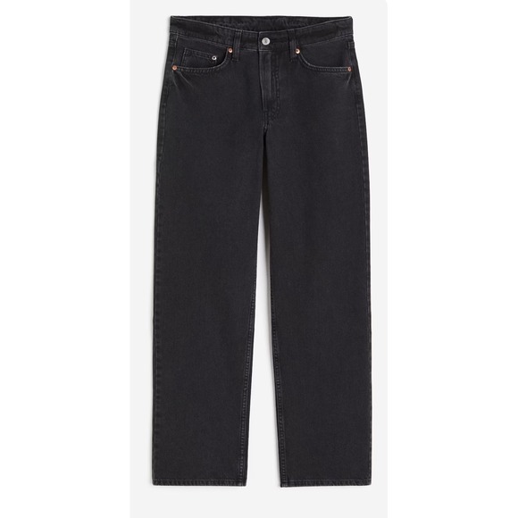 NWT NEW H&M Baggy Jeans Low Waist Black Denim Relaxed Fit Plus 24/38 Casual Cool - Picture 1 of 7